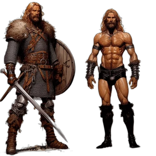 concept art, fantasy art, 3d render, comic book art, illustrated, guide, portrays, viking transparent PNG cut-out