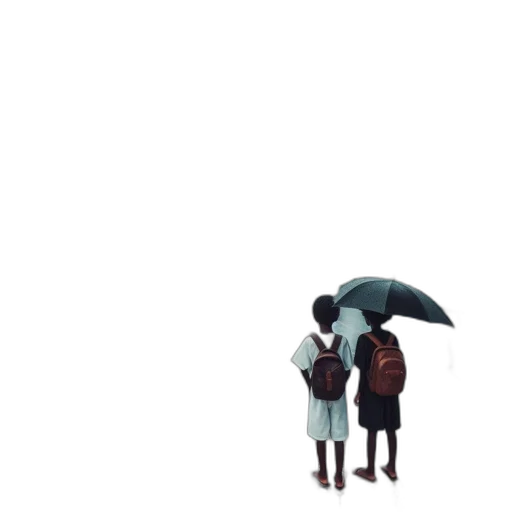 umbrella, jacket, hat, face, pixel art, concept art, anime, 3d render transparent PNG cut-out