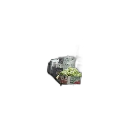 food, furniture, bottle, robot, 3d render, earth tones, green, large transparent PNG cut-out