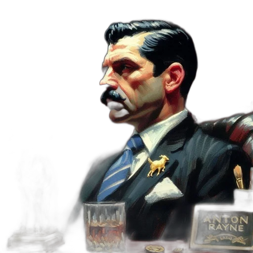 concept art, comic book art, photorealistic, fantasy art, anton, rayne, mustache, wearing transparent PNG cut-out