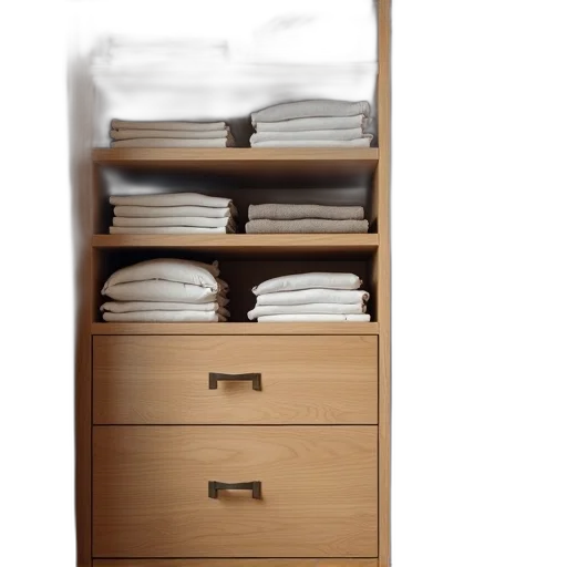 furniture, jacket, 3d render, earth tones, monochrome, well-organized, closet, wooden transparent PNG cut-out
