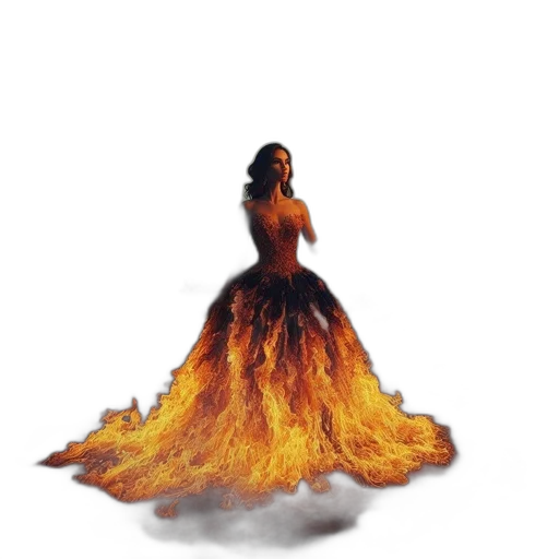 dress, hair, crown, concept art, pixel art, fantasy art, watercolor, fire transparent PNG cut-out