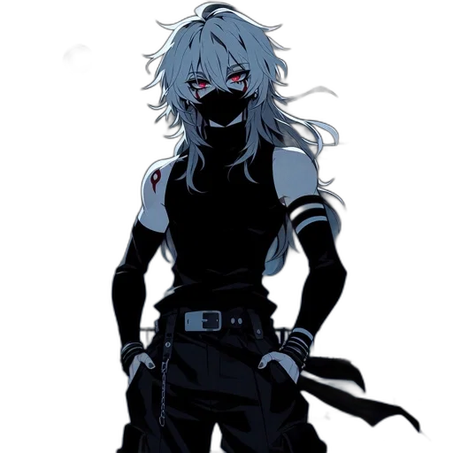 mask, weapon, staff, creature, concept art, anime, comic book art, cartoon transparent PNG cut-out