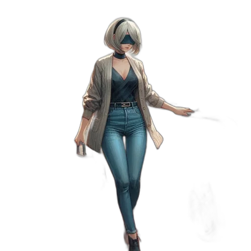 jacket, mask, staff, dress, concept art, fantasy art, cyberpunk, comic book art transparent PNG cut-out