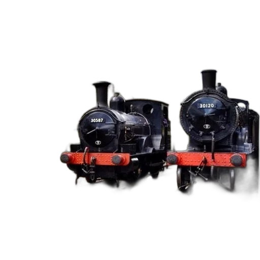 3d render, photorealistic, concept art, two, black, steam, engines, red transparent PNG cut-out