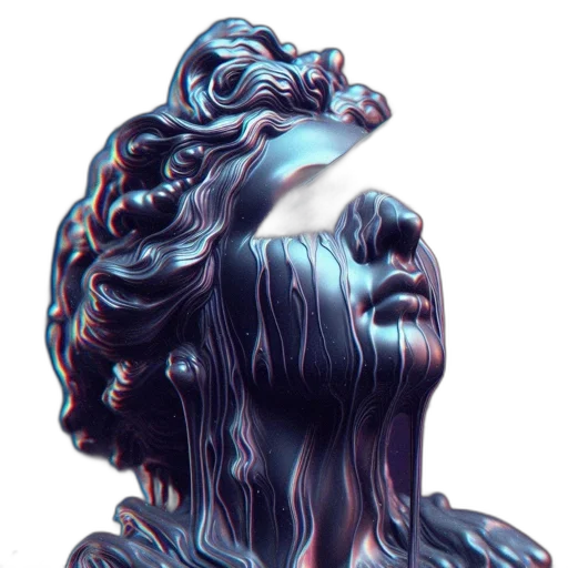 face, crown, mask, hair, vaporwave, 3d render, photorealistic, concept art transparent PNG cut-out