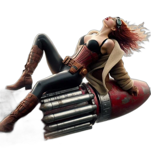 weapon, jacket, robot, concept art, cyberpunk, 3d render, comic book art, adventurous transparent PNG cut-out