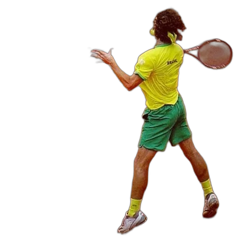 staff, photorealistic, pixel art, 3d render, tennis, player, yellow, shirt transparent PNG cut-out