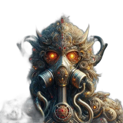 mask, robot, face, creature, concept art, fantasy art, cyberpunk, comic book art transparent PNG cut-out