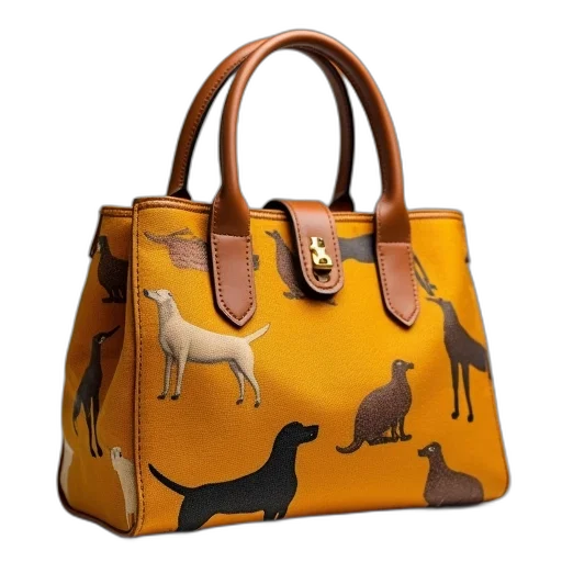 handbag, made, mustard, fabric transparent PNG cut-out