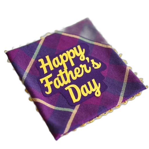 purple, yellow, fabric, checkered, pattern, words, happy, father transparent PNG cut-out