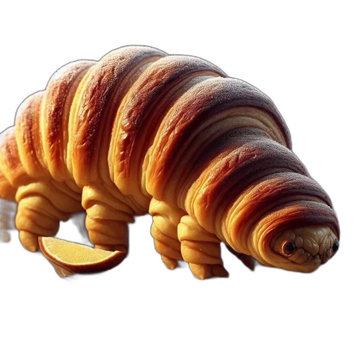 animal, creature, food, hair, 3d render, concept art, photorealistic, caterpillar-shaped transparent PNG cut-out