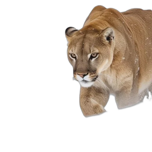 animal, creature, crown, 3d render, photorealistic, concept art, snow-covered, cougar transparent PNG cut-out