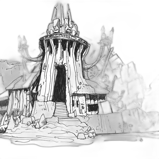 crown, building, concept art, fantasy art, 3d render, pencil sketch, underwater, fog transparent PNG cut-out