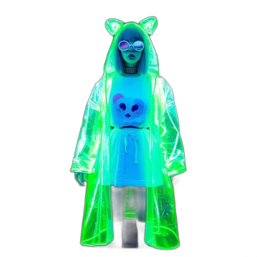 creature, dress, 3d render, concept art, vaporwave, green, individual, dons transparent PNG cut-out