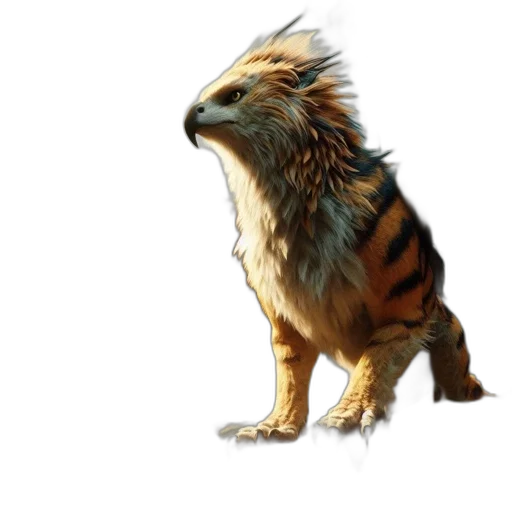 animal, creature, dragon, hair, concept art, 3d render, photorealistic, fantasy art transparent PNG cut-out