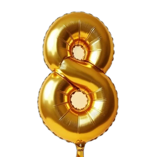crown, jewelry, 3d render, close-up, shiny, gold, balloon, number transparent PNG cut-out
