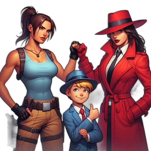 hat, staff, comic book art, concept art, pixel art, cartoon, city street, red transparent PNG cut-out