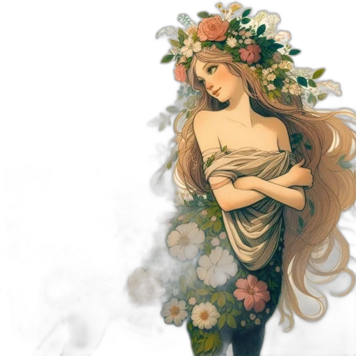 dress, fantasy art, watercolor, concept art, pixel art, forest, fire, earth tones transparent PNG cut-out
