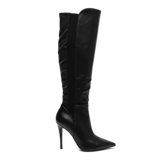 shoes, black, high-heeled, boot, ribbed, texture, pointed, toe transparent PNG cut-out