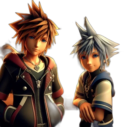 3d render, concept art, fantasy art, photorealistic, two, animated, characters, one transparent PNG cut-out