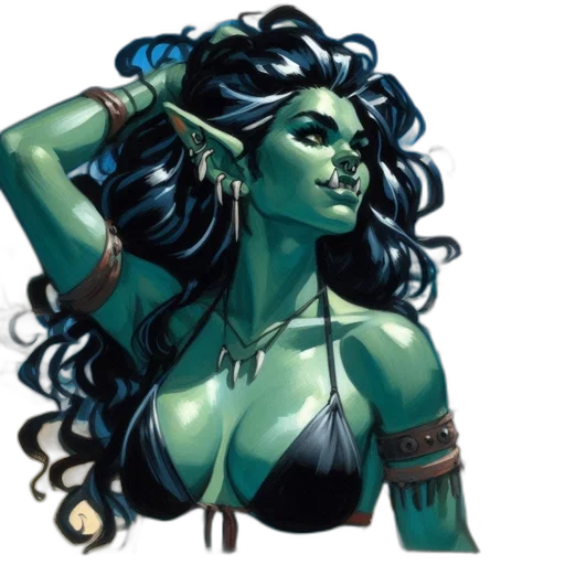 fantasy art, comic book art, concept art, pixel art, green, fantasy, creature, skin transparent PNG cut-out