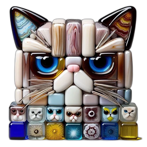 jewelry, concept art, fantasy art, pixel art, cyberpunk, elaborate, colorful, mosaic transparent PNG cut-out