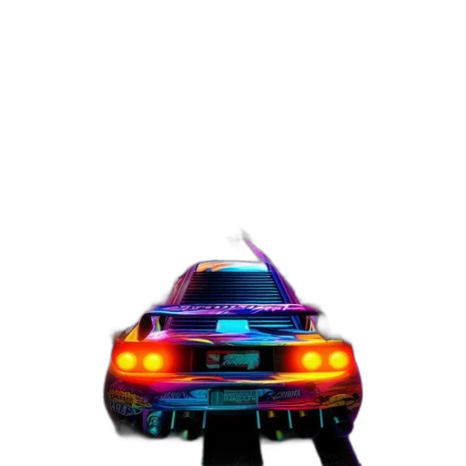 car, weapon, robot, jacket, vaporwave, concept art, cyberpunk, pixel art transparent PNG cut-out
