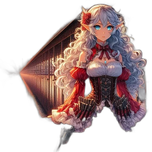 dress, staff, dragon, crown, fantasy art, pixel art, concept art, anime transparent PNG cut-out