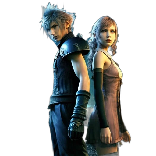 concept art, 3d render, blue, two, characters, stand, back-to-back, amidst transparent PNG cut-out