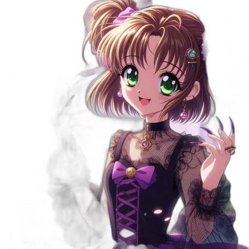 dress, staff, anime, pixel art, vaporwave, fantasy art, fire, outer space transparent PNG cut-out