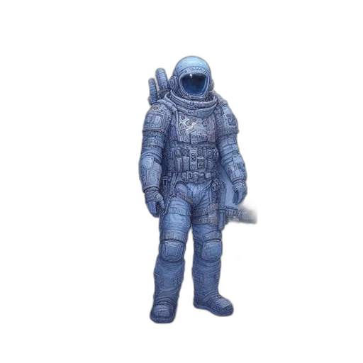 robot, creature, concept art, 3d render, outer space, blue, two, pieces transparent PNG cut-out
