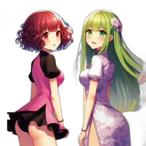 dress, hair, pixel art, anime, concept art, 3d render, green, colorful transparent PNG cut-out