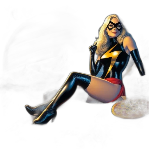 comic book art, concept art, 3d render, cartoon, neon lights, superhero, black, costume transparent PNG cut-out