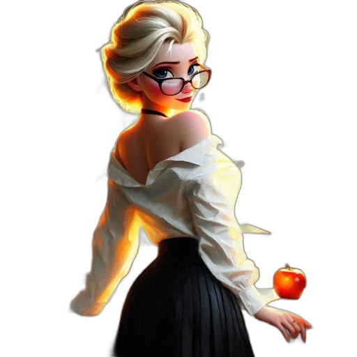 dress, staff, crown, concept art, fantasy art, 3d render, pixel art, animated transparent PNG cut-out
