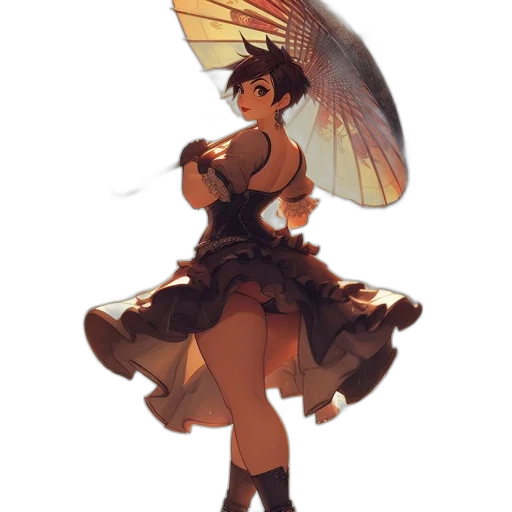 umbrella, dress, staff, weapon, concept art, fantasy art, anime, pixel art transparent PNG cut-out