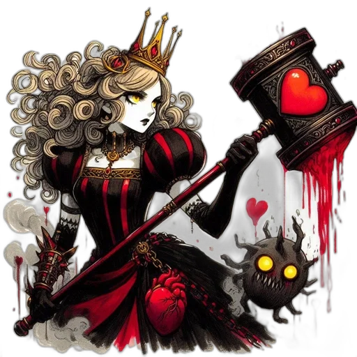 crown, concept art, fantasy art, pixel art, comic book art, red, dark, enchanting transparent PNG cut-out