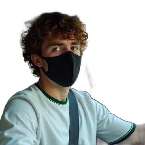 mask, face, weapon, jacket, vaporwave, photorealistic, anime, concept art transparent PNG cut-out