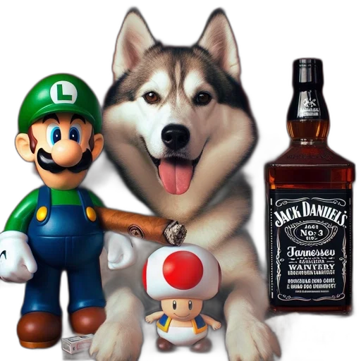 animal, bottle, pixel art, 3d render, concept art, photorealistic, luigi, figurine transparent PNG cut-out
