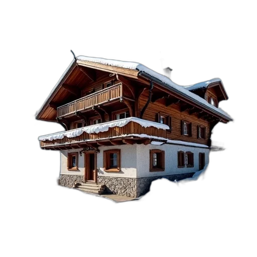 building, 3d render, photorealistic, pixel art, concept art, snow, traditional, wooden transparent PNG cut-out