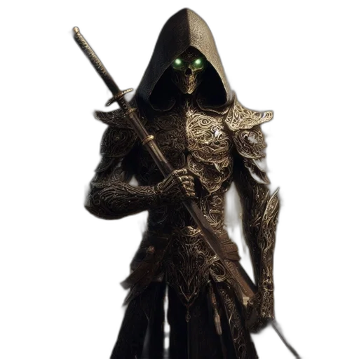 staff, mask, sword, weapon, concept art, fantasy art, 3d render, pixel art transparent PNG cut-out