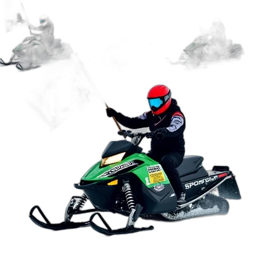 concept art, photorealistic, 3d render, pixel art, fog, person, riding, snowmobile transparent PNG cut-out