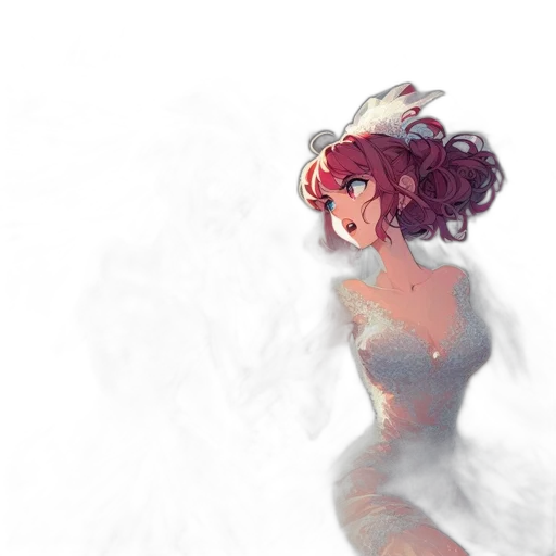 dress, crown, mask, flower, concept art, watercolor, fantasy art, anime transparent PNG cut-out