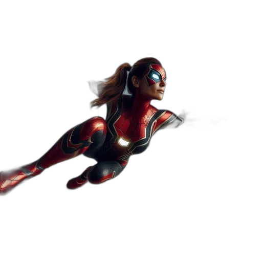 robot, weapon, concept art, 3d render, comic book art, fantasy art, red, superheroine transparent PNG cut-out