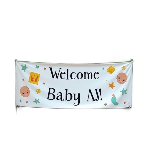 welcome, baby, banner, displayed, front, house, brick, facade transparent PNG cut-out