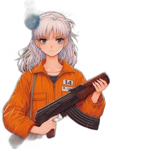 weapon, jacket, staff, animal, anime, pixel art, cartoon, vaporwave transparent PNG cut-out