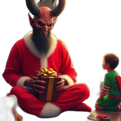 concept art, 3d render, during, christmas, season, demonic, santa, claus transparent PNG cut-out