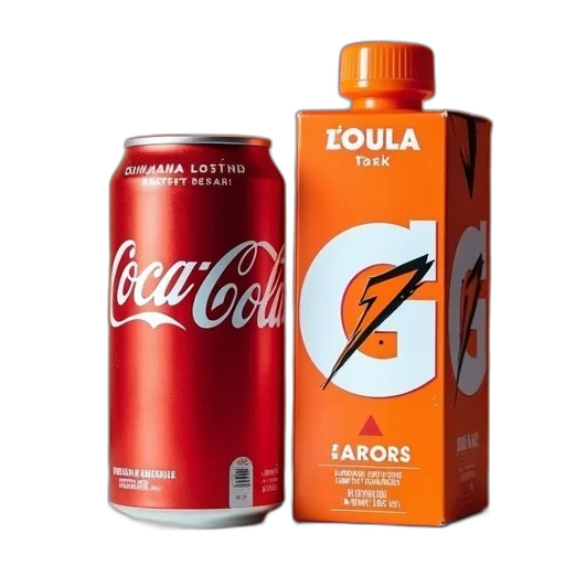 bottle, food, 3d render, can, coca-cola, placed, next, box transparent PNG cut-out