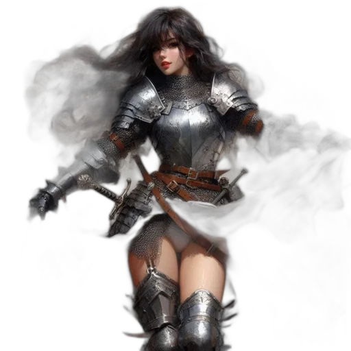 sword, weapon, fantasy art, concept art, comic book art, photorealistic, dark, woman transparent PNG cut-out