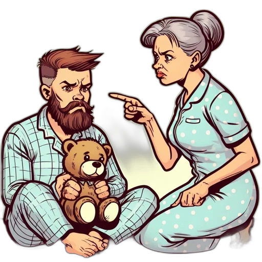 comic book art, cartoon, concept art, pixel art, domestic, scene, couple, argues transparent PNG cut-out